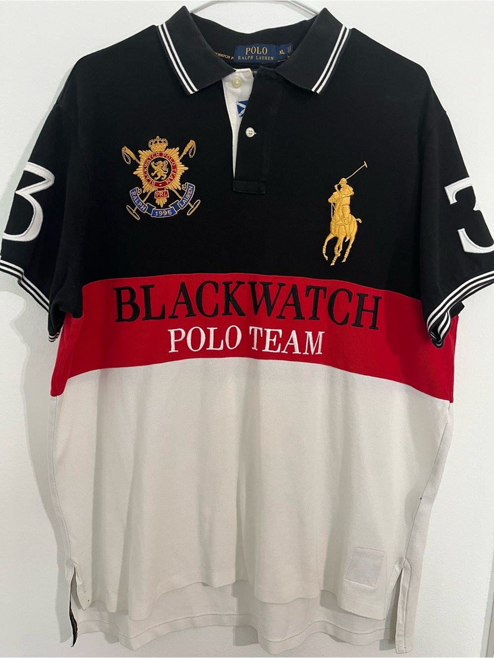 Ralph Lauren Black/Red/White Blackwatch Polo Team Short Sleeve Polo